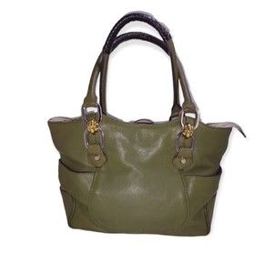 B. Makowsky Luna Green Leather Handbag 11"X10"X6"